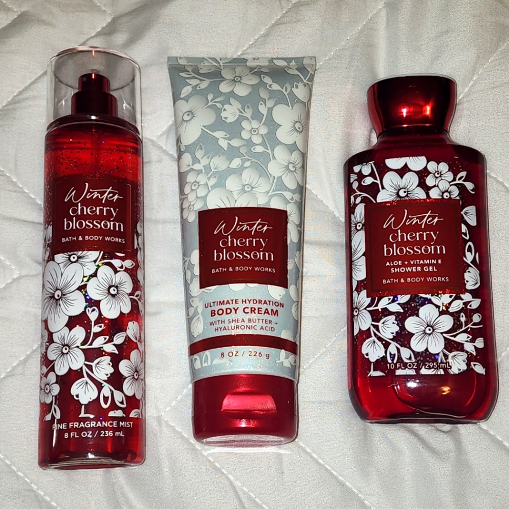 Bath & Body Works Winter Cherry Blossom Bundle NWT